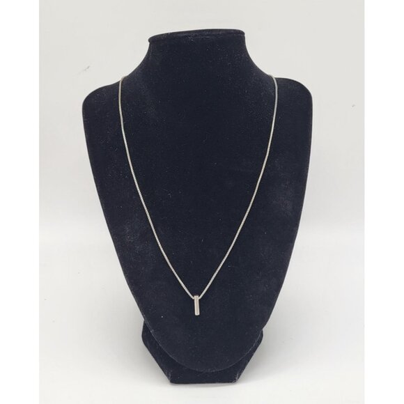 MADEWELL Minimalist Pendant Silver Tone Necklace Vertical Bar - Picture 1 of 7